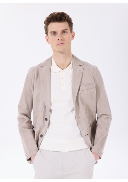 Vizon Erkek Slim Fit %100 Deri Süet Blazer Ceket F5SM-CKT 2924