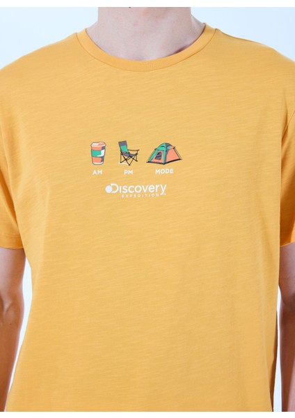 D5SM-TST3847 Turuncu Bisiklet Yaka Relaxed Baskılı Erkek T-Shirt fırsatları