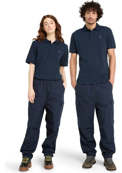 TB0A6UJA4331-WOVEN Badge Polo Lacivert Polo Yaka Normal Kalıp Erkek Polo T-Shirt modelleri