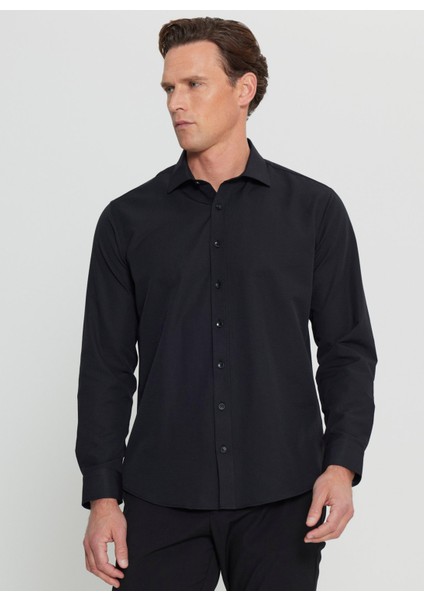 Regular Fit Klasik Yaka Siyah Erkek Gömlek ACE020252170_SYH fiyatları