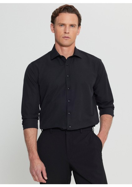 Regular Fit Klasik Yaka Siyah Erkek Gömlek ACE020252170_SYH modelleri