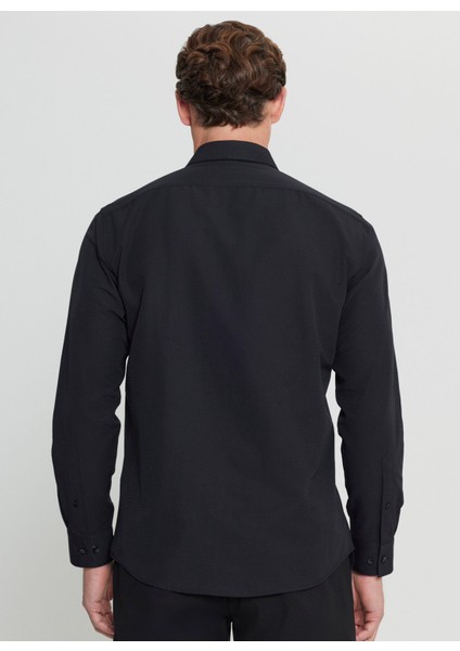 Regular Fit Klasik Yaka Siyah Erkek Gömlek ACE020252170_SYH indirimleri