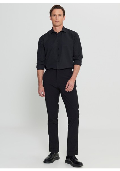 Lastikli Bel Normal Paça Slim Fit Siyah Erkek Pantolon ACE001252195_SYH