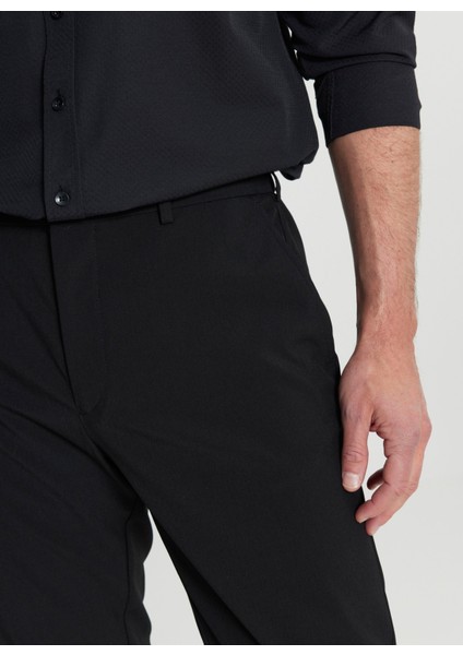 Lastikli Bel Normal Paça Slim Fit Siyah Erkek Pantolon ACE001252195_SYH