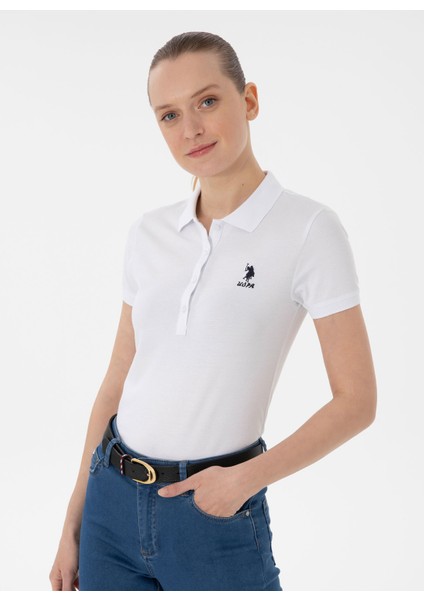 Polo Yaka Beyaz Kadın T-Shirt TP0125
