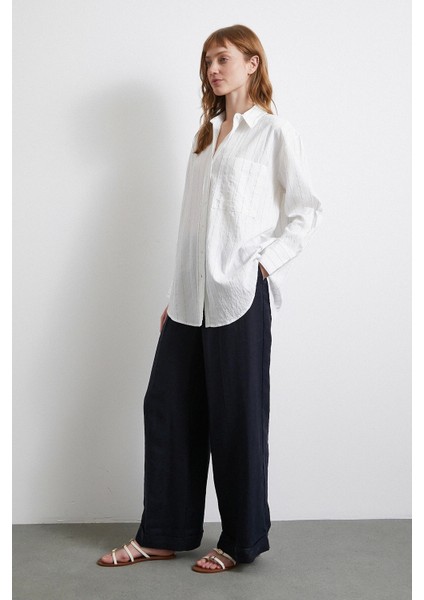 Çizgili Cepli Gömlek Indigo fırsatları