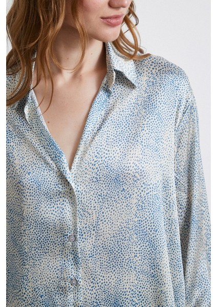 V Yaka Desenli Saten Gömlek Yeşil modelleri