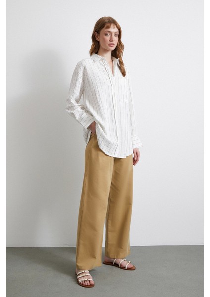 Çizgili Cepli Gömlek Indigo