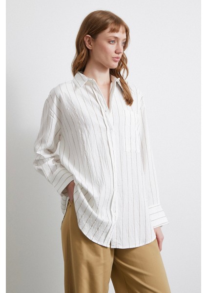 Çizgili Cepli Gömlek Indigo fırsatları