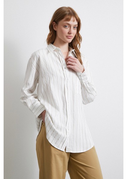 Çizgili Cepli Gömlek Indigo indirimleri