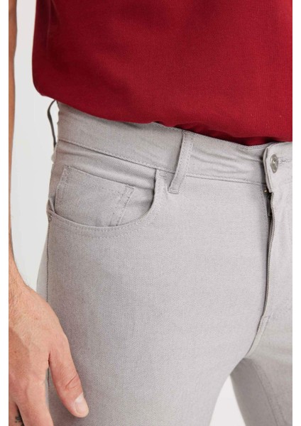 Yazlık Chino Kanvas Dokulu Pantolon Slim Fit Dar Kesim Cepli Dar Paça T1055AZ25SP