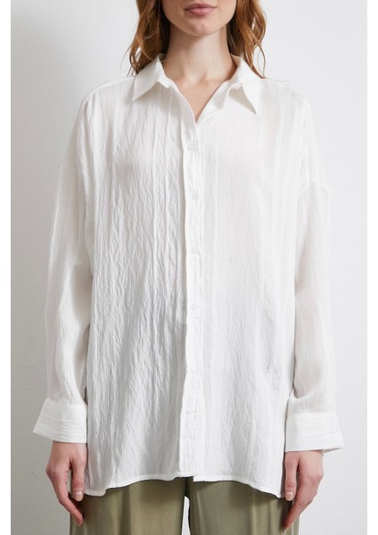 Dantel Detaylı Transparan Pamuklu Gömlek Beyaz fiyatları