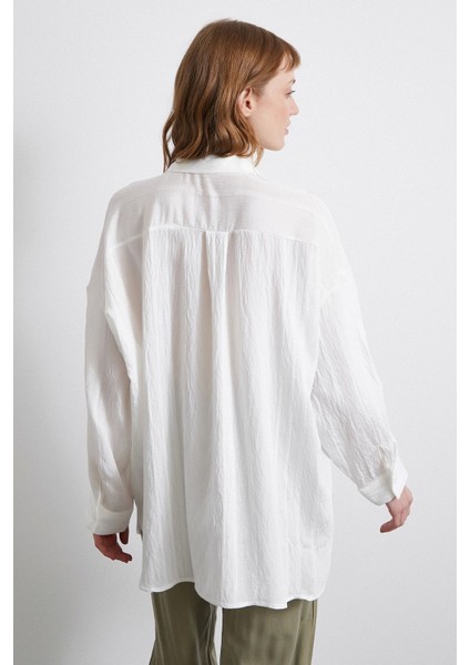 Dantel Detaylı Transparan Pamuklu Gömlek Beyaz fırsatları