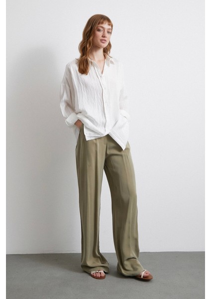 Dantel Detaylı Transparan Pamuklu Gömlek Beyaz indirimleri