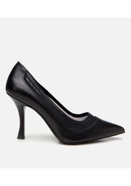 01AYH308780A100 KADIN Deri Siyah Transparan Detaylı Stiletto