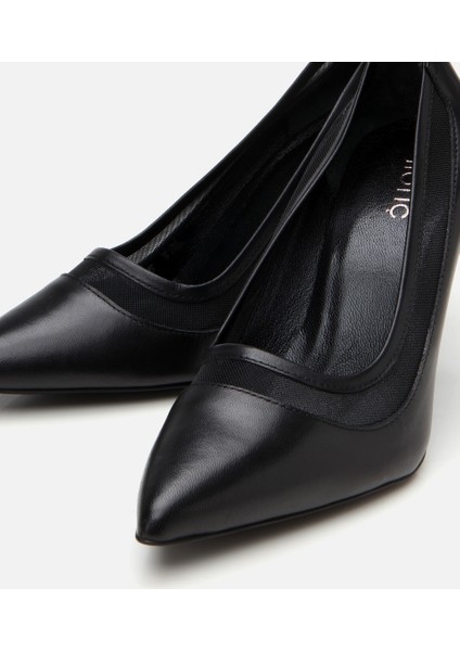 01AYH308780A100 KADIN Deri Siyah Transparan Detaylı Stiletto