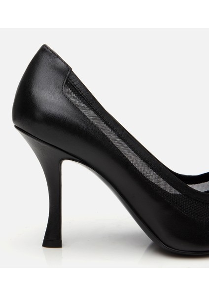 01AYH308780A100 KADIN Deri Siyah Transparan Detaylı Stiletto