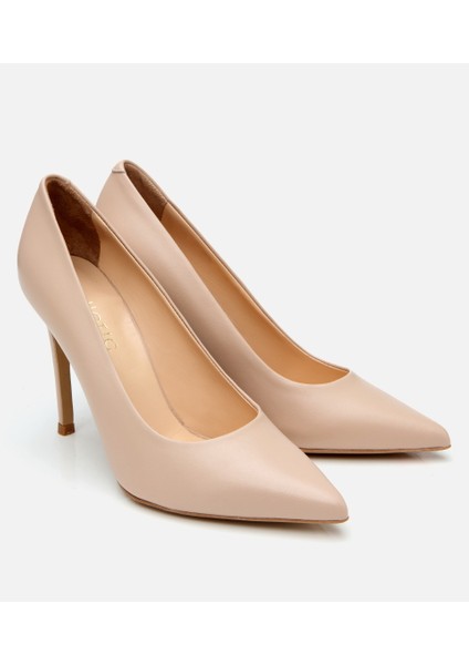 01AYH303720A330 KADIN Deri Bej Ince Topuklu Stiletto