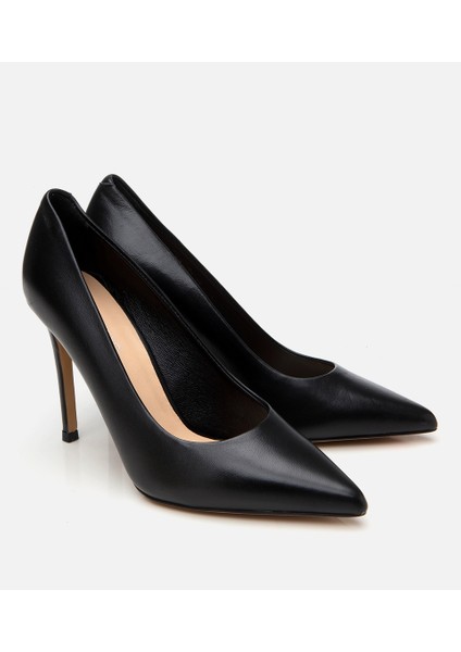 01AYH303720A100 KADIN Deri Siyah Ince Topuklu Stiletto