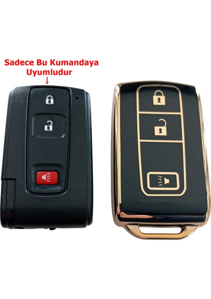 Toyota Corolla Verso Prius Subaru Uyumlu Eller Serbest Kumanda Anahtar Kılıfı Oto Anahtarlık 3 Tuşlu Siyah Gold modelleri