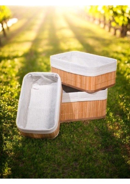 3'lü Bambu Çok Amaçlı Sepet Natural Dikdörtgen fiyatları