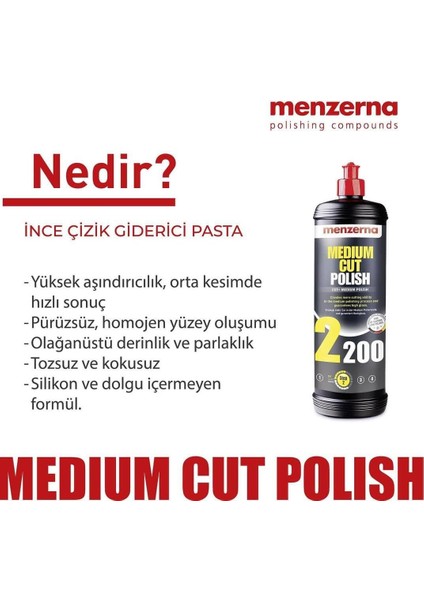 2200 Medium Cut Polish Orta Der.Çizik Gid.Pasta 1 Lt fırsatları