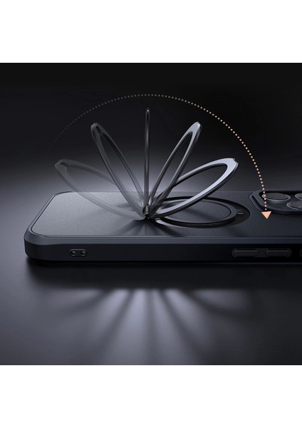PC-4932 Apple iPhone 16 Pro Uyumlu Halka Standlı Magsafe Siyah Kapak