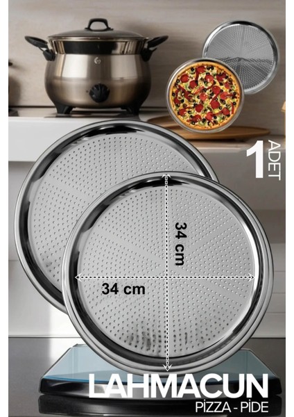 Çelik Delikli Pizza Tavası 34 cm