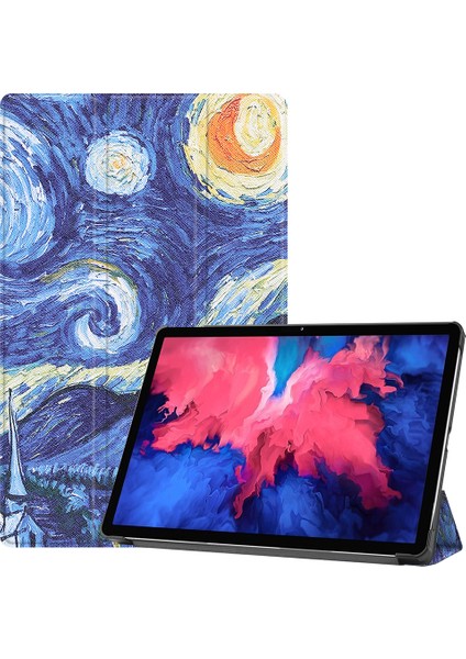 Lenovo Tab P11 TB-J606F Pu Deri Üç Katlı Stand Tablet Kılıfı (Yurt Dışından)