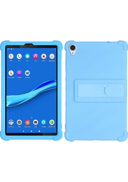 Lenovo Tab M8 (3rd Gen) / Tab M8 (2nd Gen) TB-8506FS / Xs Silikon Koruyucu Kapak Kaymaz Kickstand Tablet Kılıfı (Yurt Dışından)