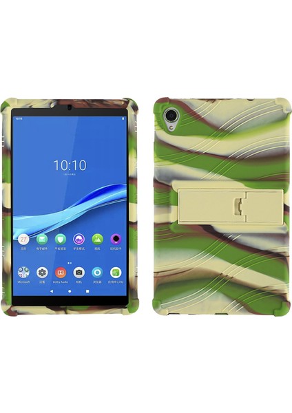 Lenovo Tab M8 (3rd Gen) / Tab M8 (2nd Gen) TB-8506FS / Xs Silikon Koruyucu Kapak Kaymaz Kickstand Tablet Kılıfı (Yurt Dışından)