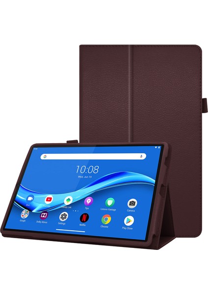 Lenovo Tab M10 Plus TB-X606F Pu Deri Kılıf Darbeye Dayanıklı Flip Tablet Kapak Standı ile Elastik Kalem Tutucu (Yurt Dışından)