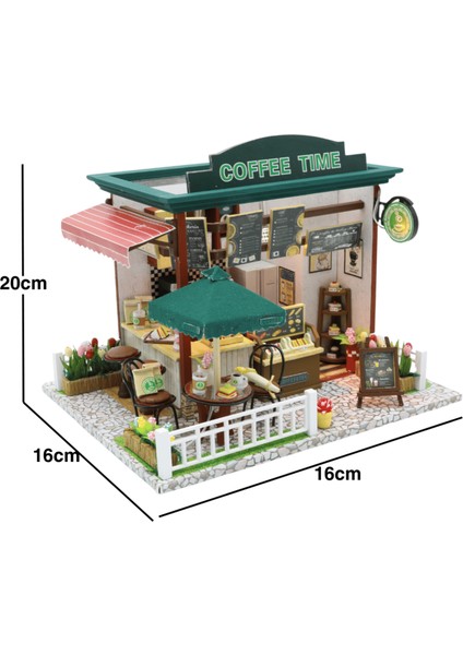 Kendin Yap Minyatür Kafe – LED Işıklı Ahşap Maket Ev | Toz Koruyucu Cam Hediyeli DIY Hobi Seti fırsatları