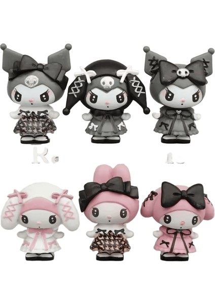 Sanrio Kawaii Kör Kutu Bebek Kuromi Karikatür Figür Benim Melodi Lolita Tarzı Sevimli Mini Dıy El Yapımı Dekoratif Model Oyuncak 6 Adet (Yurt Dışından)