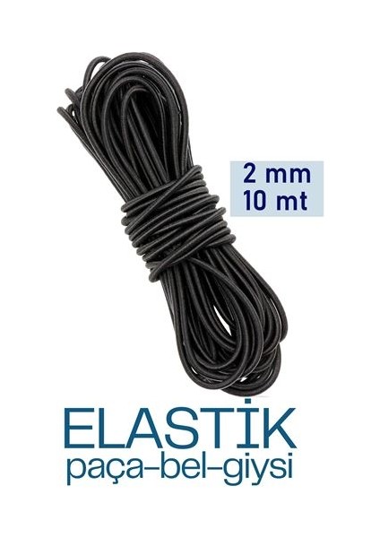 Bel Paça Giysi Lastiği 2 mm 10 mt Siyah