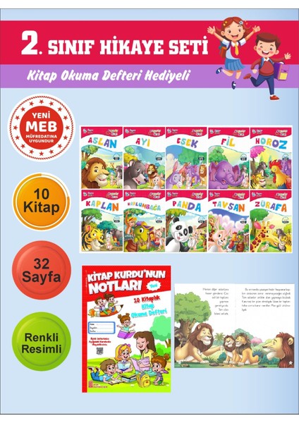 2.sınıflar Için Okumayı Sevdiren 10 Lu Hikaye Seti 9 (Kitap Okuma Defteri Hediyeli)