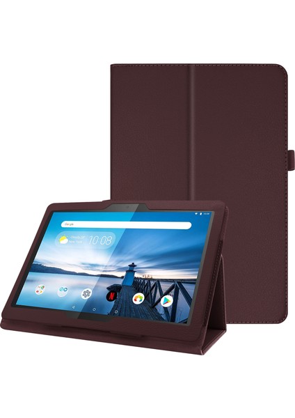 Lenovo Tab M10 TB-X605F Çizilmez Darbeye Dayanıklı Litchi Doku Deri Stand Koruyucu Telefon Kılıfı (Yurt Dışından)