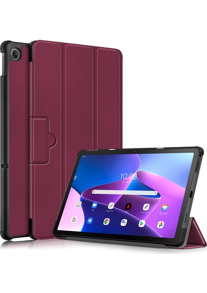 Lenovo Tab M10 Plus (3rd Gen) / Xiaoxin Pad 2022 10.6 Inç 125FTB-128F Pc+Pu Deri Üç Katlı Stand Kapağı (Yurt Dışından)