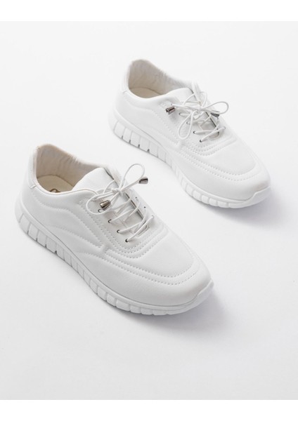 K-504 Beyaz Bağcıklı Desenli Günlük Spor Ayakkabı indirimleri
