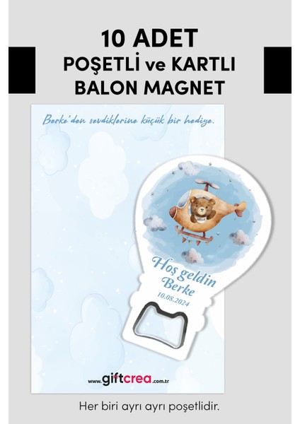 Kişiye Özel Açacaklı Balon Magnet – Sevimli Dostlar Serisi (6 Farklı Erkek Model Seçenekli)