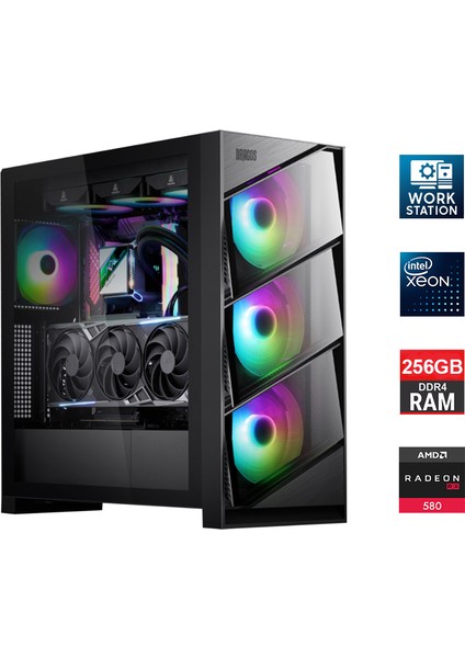 Xeon E5-2640 V4 Çift Işlemci 40 Çekirdek 256GB Ram 2tb Nvme 8gb RX580 Workstation Hazır Sistem