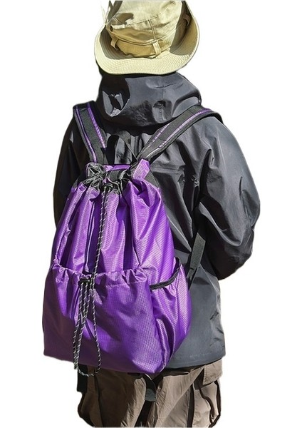 Çok Yönlü Ins Hafif Bağcıklı Sırt Çantası Erkek ve Kadın Spor Eğlence Dağcılık Seyahat Sırt Çantası Üniversite Öğrencisi Okul Çantası (Yurt Dışından)