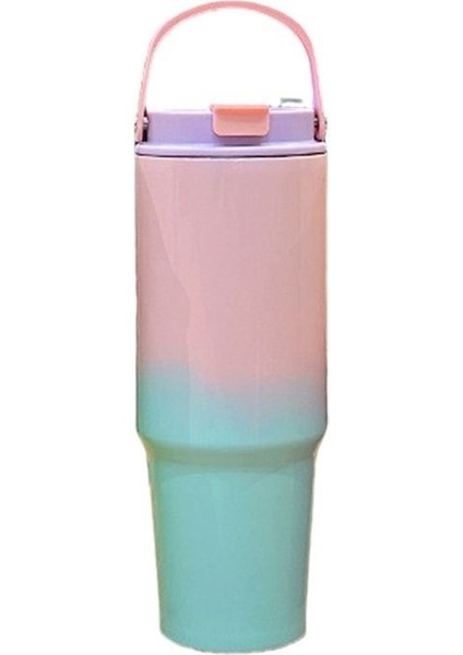 Büyük Kapasiteli Degrade Renk Dış Mekan Kulplu Yalıtım Bardağı 30OZ Paslanmaz Çelik Araba Bardağı Araba Hediye Bardağı (Yurt Dışından)