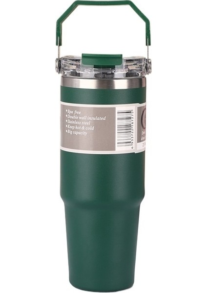 30OZ Taşınabilir Araba Bardağı 304 Paslanmaz Çelik Çift Katmanlı Vakumlu Yalıtım Bardağı Araba Taşınabilir Çift Pipetli Bardak (Yurt Dışından)