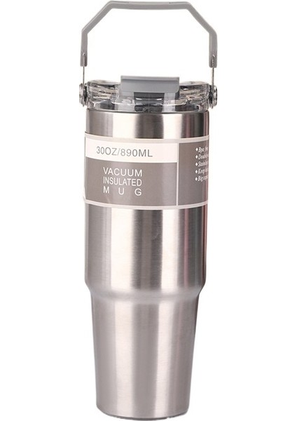 30OZ Taşınabilir Araba Bardağı 304 Paslanmaz Çelik Çift Katmanlı Vakumlu Yalıtım Bardağı Araba Taşınabilir Çift Pipetli Bardak (Yurt Dışından)