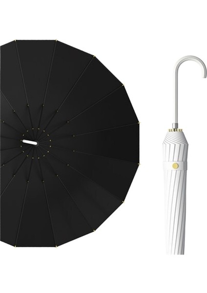 Yeni Siyah Plastik Şemsiye Yaratıcı Küçük Taze 16 Kemik Uzun Saplı Takviyeli Çift Güneş Şemsiyesi (Yurt Dışından)
