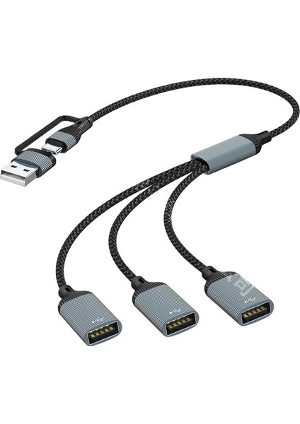 Star Track Type-C Genişletici Bir Ila Üç Şarj Kablosu Iletim Ayırıcı USB Adaptörü Otg Bilgisayar Genişletme Yuvası (Yurt Dışından)