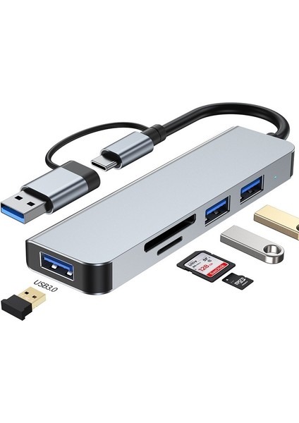 Usb-C 5'i 1 Arada Hub 3.0 Hub Dizüstü Bilgisayar Genişletme Ayırıcısı Için Uygundur (Yurt Dışından)