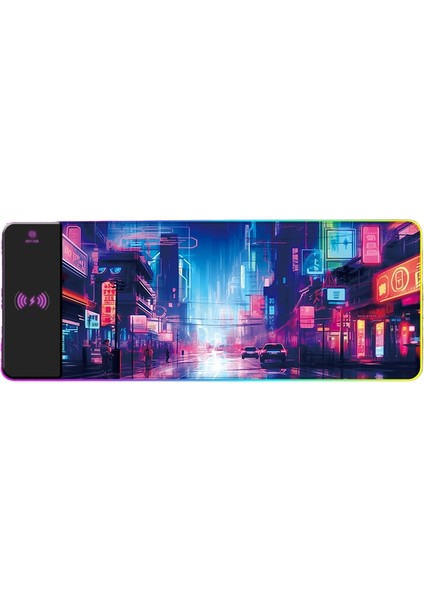 Rgb Kablosuz Şarj Işık Yayan Mouse Pad Sevimli Karikatür Anime Oyun Atmosferi Dizüstü Ofis Klavye Mat (Yurt Dışından)