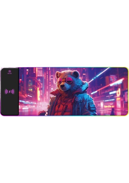 Rgb Kablosuz Şarj Işık Yayan Mouse Pad Sevimli Karikatür Anime Oyun Atmosferi Dizüstü Ofis Klavye Mat (Yurt Dışından)